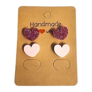 Rosé Spark Heart Acrylic Stud Earrings - 2 Pair